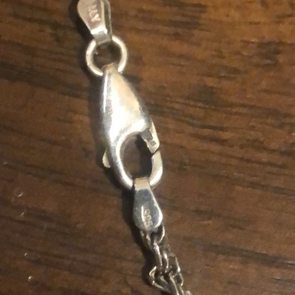 STERLING SILVER MOTHER OF PEARL Cabochon Pendant and Twisted Rope Necklace - Picture 5 of 12